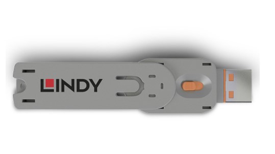 LINDY USB-A Port Blocker Key- Orange Open LINDY USB-A Port Blocker Key- Orange Open