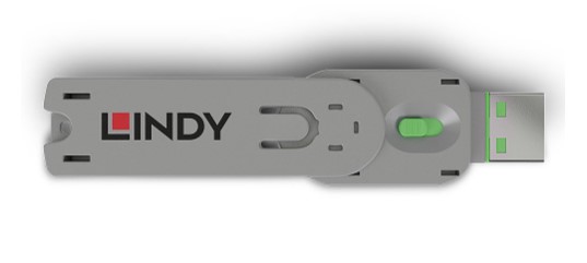 LINDY USB-A Port Blocker Key- Green Open LINDY USB-A Port Blocker Key- Green Open
